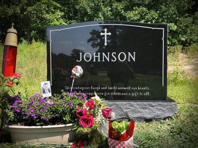 Black Granite Upright Monument Johnson Memorial