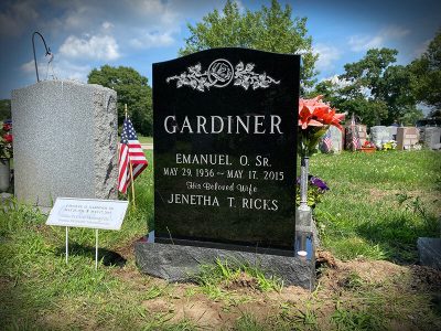 Polished Black Granite Monument Gardiner Memorial Detailed Rose Carving Special Designation His Beloved Wife