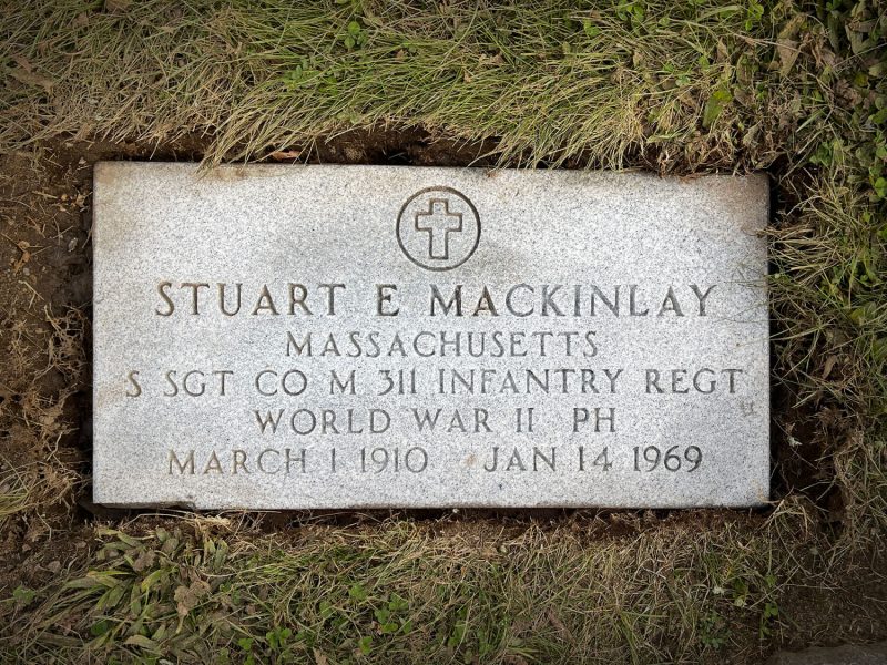 Barre Gray Granite Veteran Flush Marker Mackinlay Memorial World War II Veteran