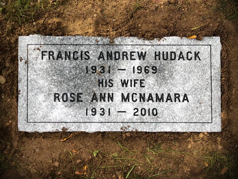 Barre Gray Granite Flat Grave Marker Heavy Black Lithochrome Hudack Memorial