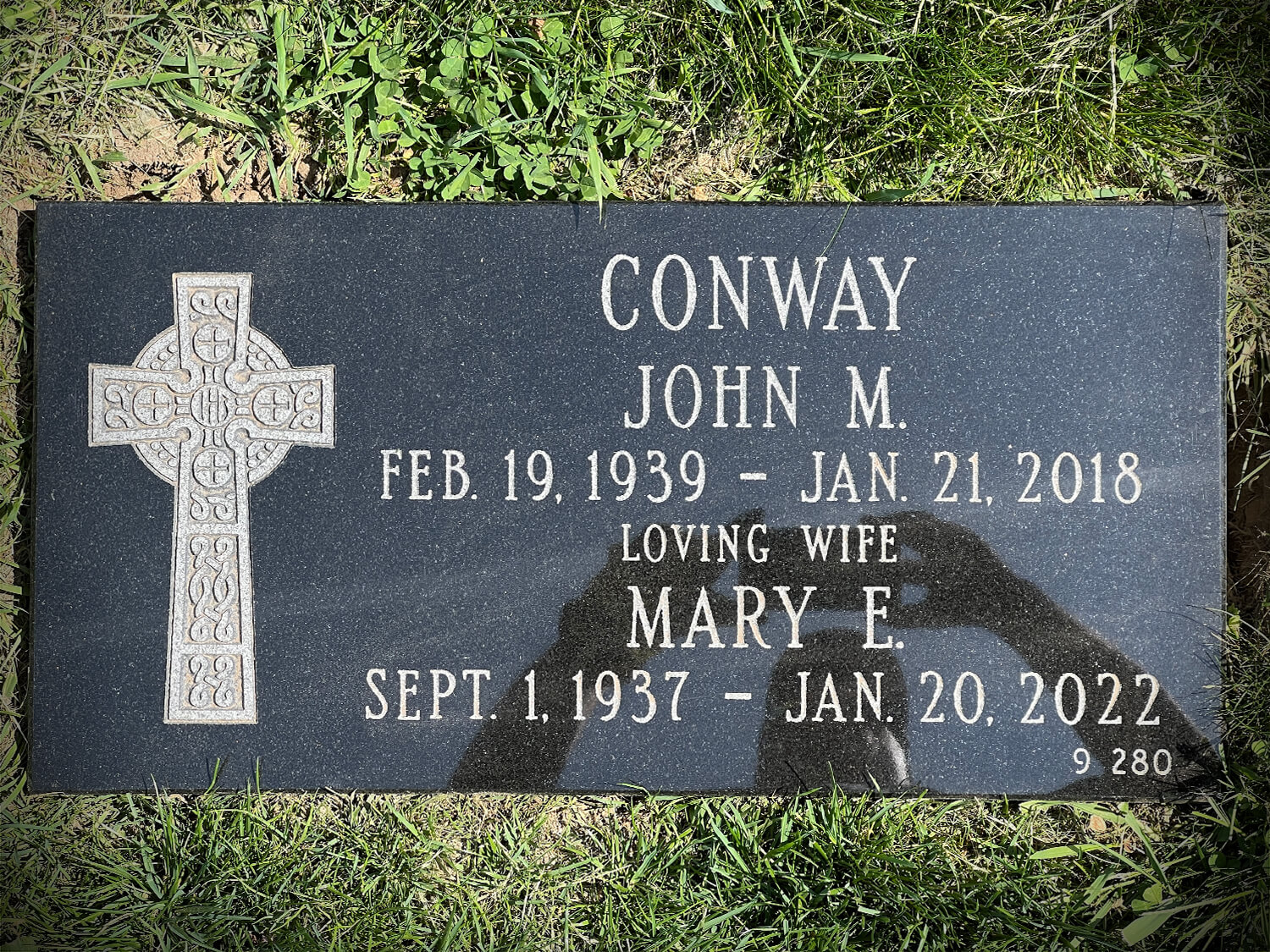 Polished Black Granite Marker Cemetery grave Marker Detailed Celtic Cross Carving Conway Family Tribute In Stone